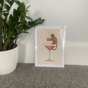 ★CLEARANCE★ Martini Monkey Unframed A4 Print