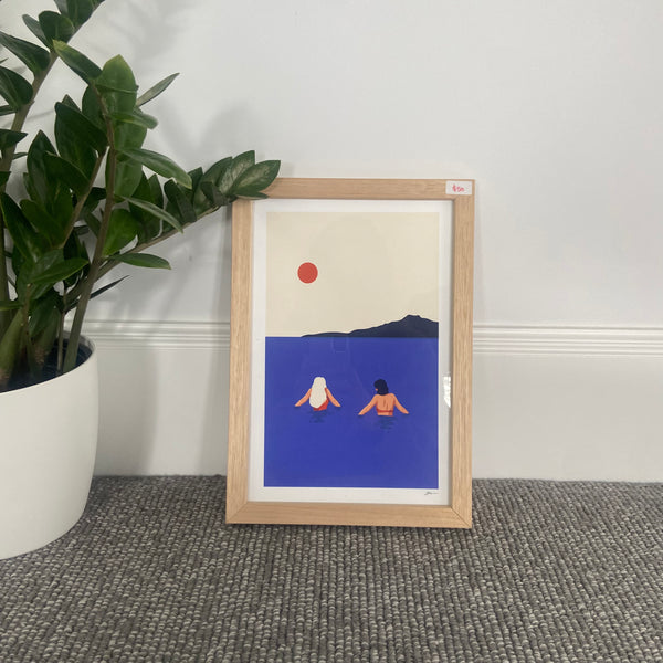 ★CLEARANCE★ Cold Swim Takapuna Framed A4 Print