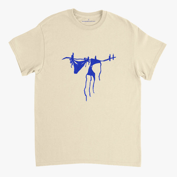 'Blue Bikini' Cream Classic Tee by Grace Popplewell