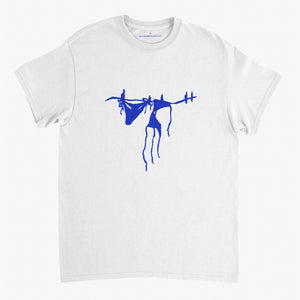 'Blue Bikini' White Classic Tee by Grace Popplewell