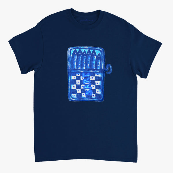 'Blue Sardines' Navy Classic Tee by Grace Popplewell