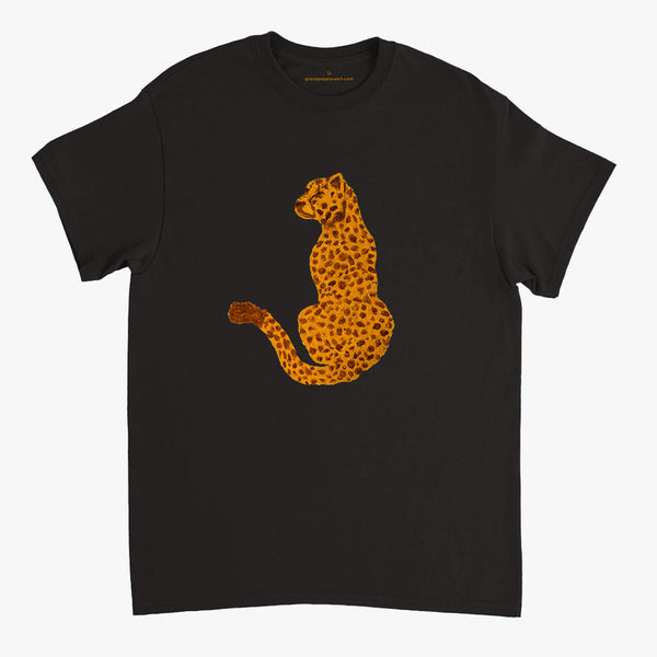 'Cheetah' Black Classic Tee by Grace Popplewell