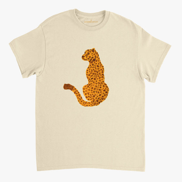 'Cheetah' Cream Classic Tee by Grace Popplewell