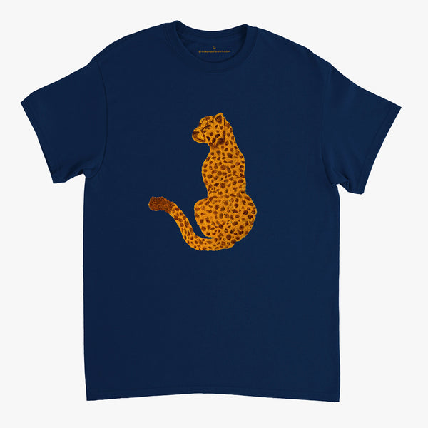 'Cheetah' Navy Classic Tee by Grace Popplewell