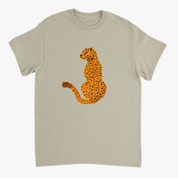 'Cheetah' Beige Classic Tee by Grace Popplewell