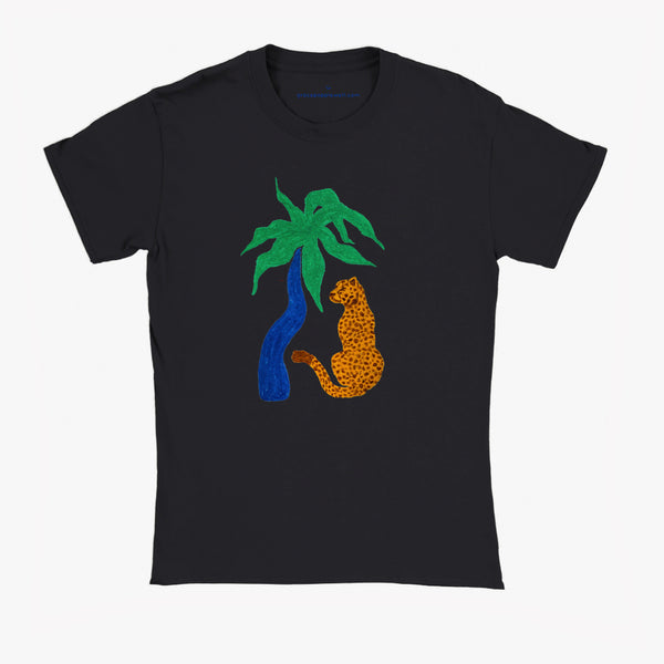 'Cool Cat' Black Baby Tee by Grace Popplewell