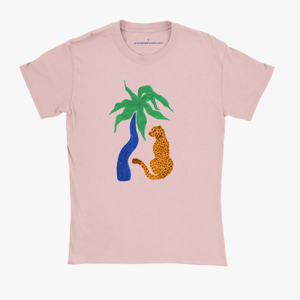 'Cool Cat' Pink Baby Tee by Grace Popplewell