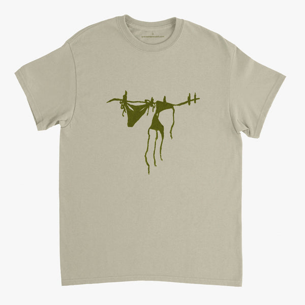 'Olive Bikini' Beige Classic Tee by Grace Popplewell