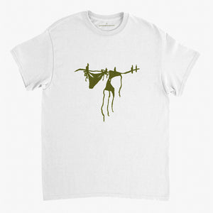 'Olive Bikini' White Classic Tee by Grace Popplewell