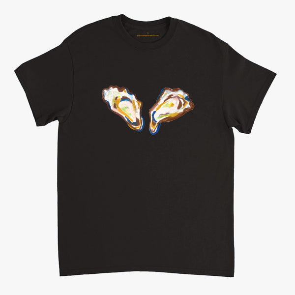 'Two Oysters' Black Classic Tee by Grace Popplewell