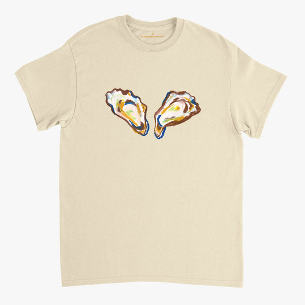 'Two Oysters' Cream Classic Tee by Grace Popplewell