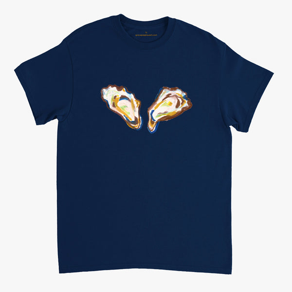 'Two Oysters' Navy Classic Tee by Grace Popplewell