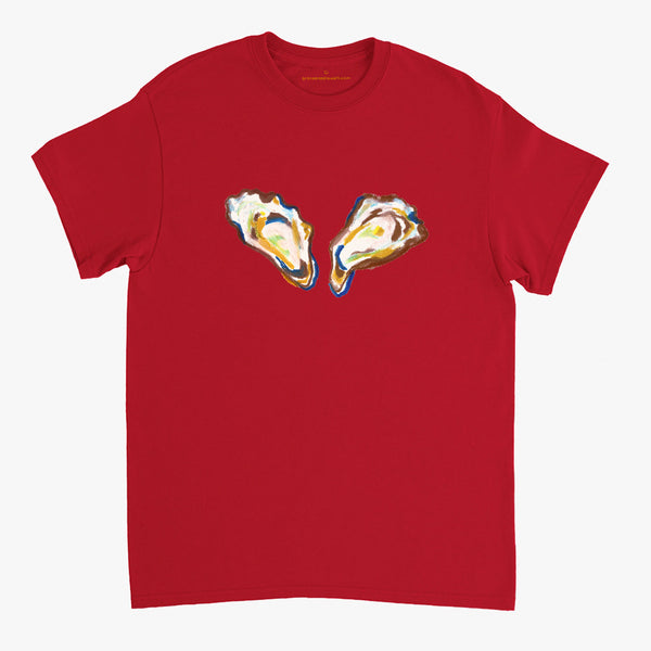 'Two Oysters' Red Classic Tee by Grace Popplewell