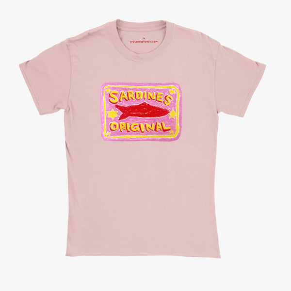 'Pink Sardines V1' Pink Baby Tee by Grace Popplewell