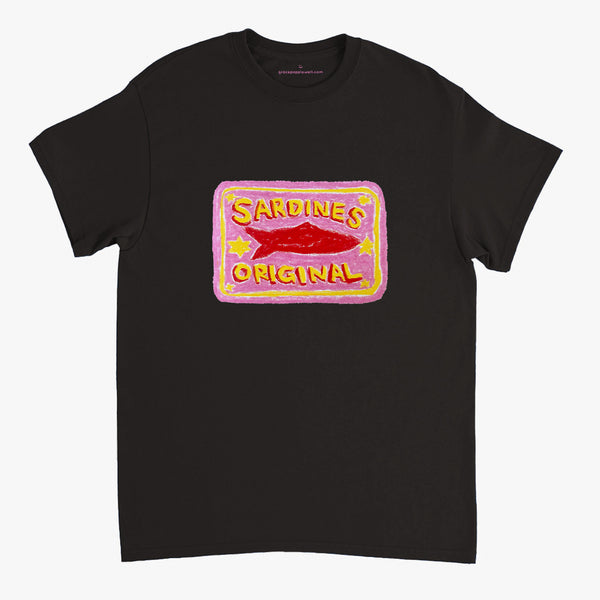 'Pink Sardines V1' Black Classic Tee by Grace Popplewell