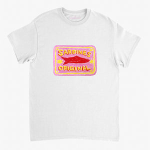 'Pink Sardines V1' White Classic Tee by Grace Popplewell