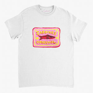 'Pink Sardines V2' White Classic Tee by Grace Popplewell