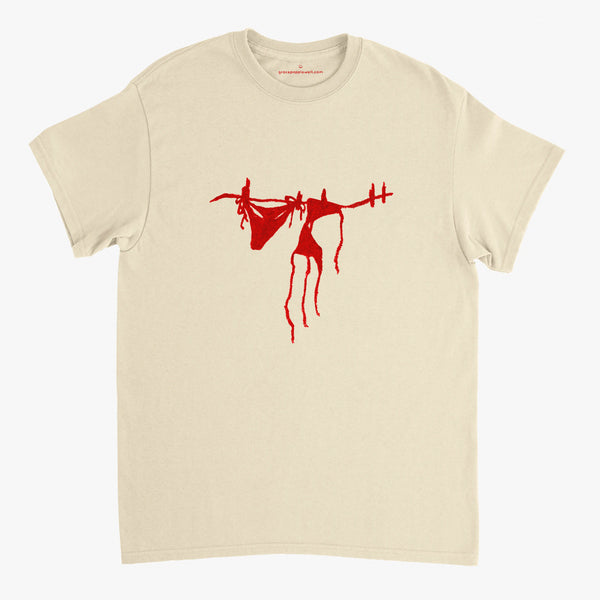 'Red Bikini' Cream Classic Tee by Grace Popplewell