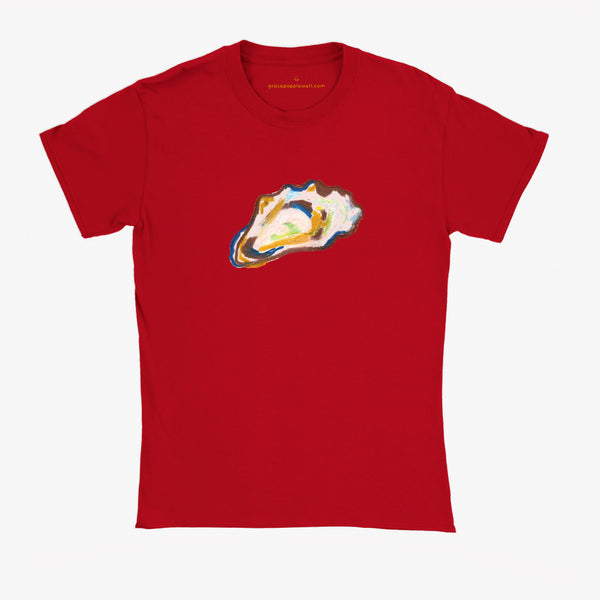 'Oyster' Red Baby Tee by Grace Popplewell