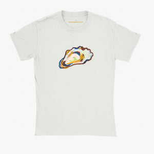 'Oyster' White Baby Tee by Grace Popplewell