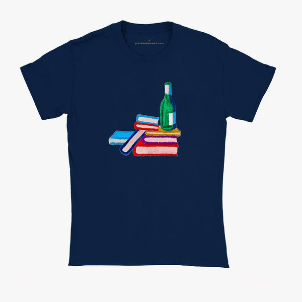 'Book Club' Navy Baby Tee by Grace Popplewell