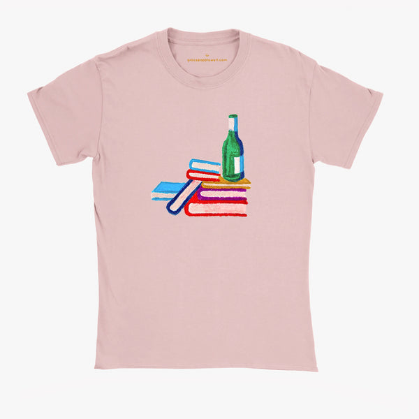 'Book Club' Pink Baby Tee by Grace Popplewell