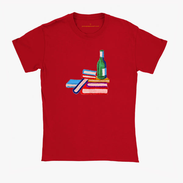 'Book Club' Red Baby Tee by Grace Popplewell