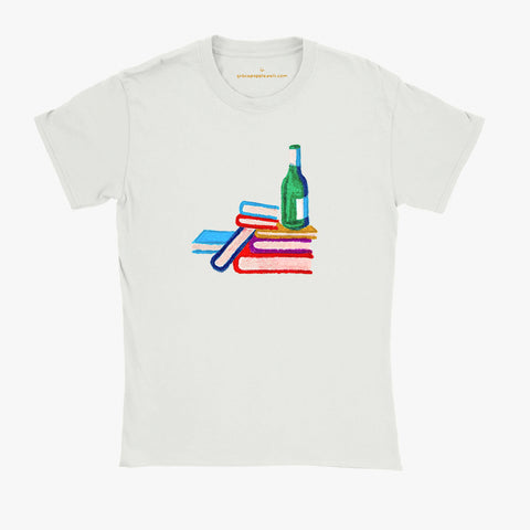 'Book Club' White Baby Tee by Grace Popplewell