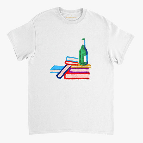 'Book Club' White Classic Tee by Grace Popplewell