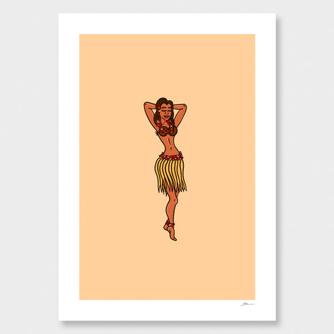 Hula Girl Art Print by Grace Popplewell
