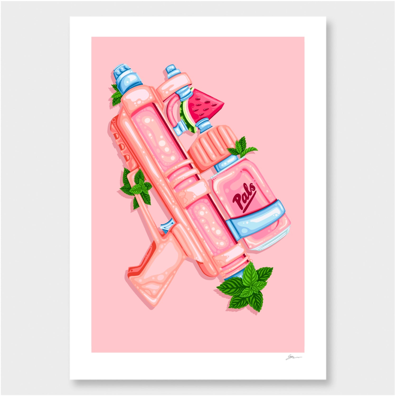 Pink Pals Watergun Art Print