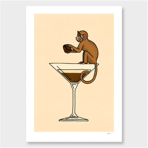 Espresso Martini Tiny Monkey Art Print by Grace Popplewell