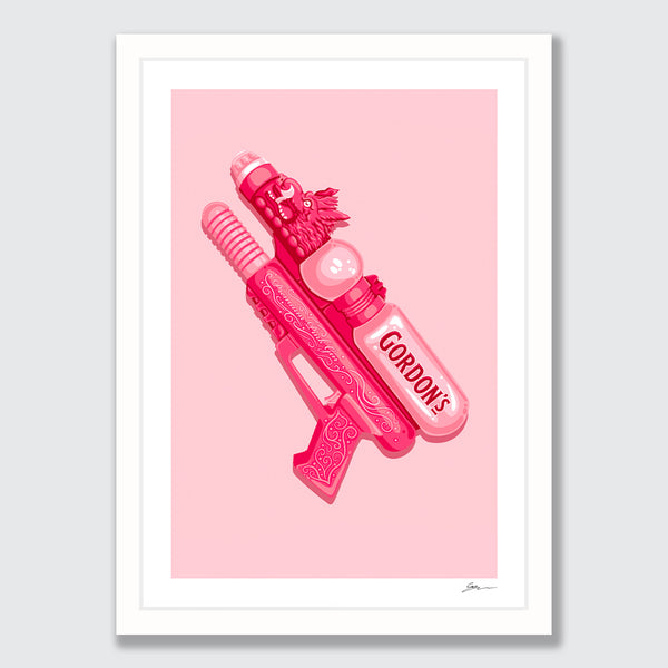 Pink Gin Watergun Art Print by Grace Popplewell
